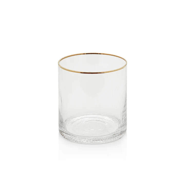 OPTIC ROCKS GLASS WITH GOLD RIM  