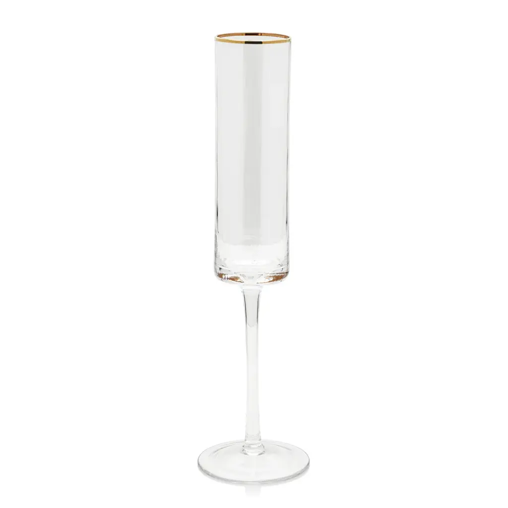 CHAMPAGNE FLUTE WITH GOLD RIM  