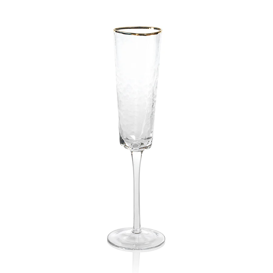 APERITIVO TRIANGULAR CHAMPAGNE FLUTE - CLEAR WITH GOLD RIM