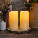 WATERPROOF OUTDOOR FLAMELESS PILLAR CANDLES WITH REMOTE AND TIMERS (WARM YELLOW LIGHT)-8" H x 4" W x 4" D