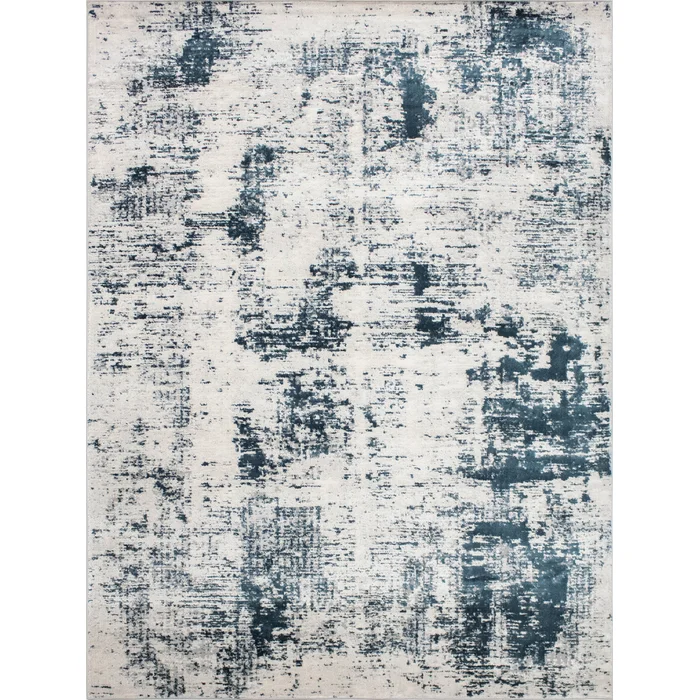 IVORY AND BLUE RECTANGLE 5'1" x 7'11" RUG 