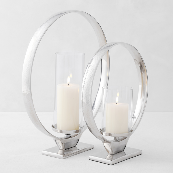 SILVER CIRQUE PILLAR CANDLE HOLDER LARGE