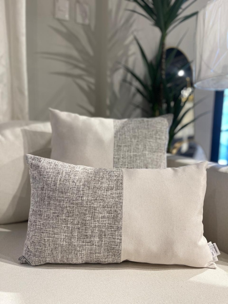 PERFORMANCE FABRIC GRAY AND BEIGE COLORBLOCK LUMBAR 