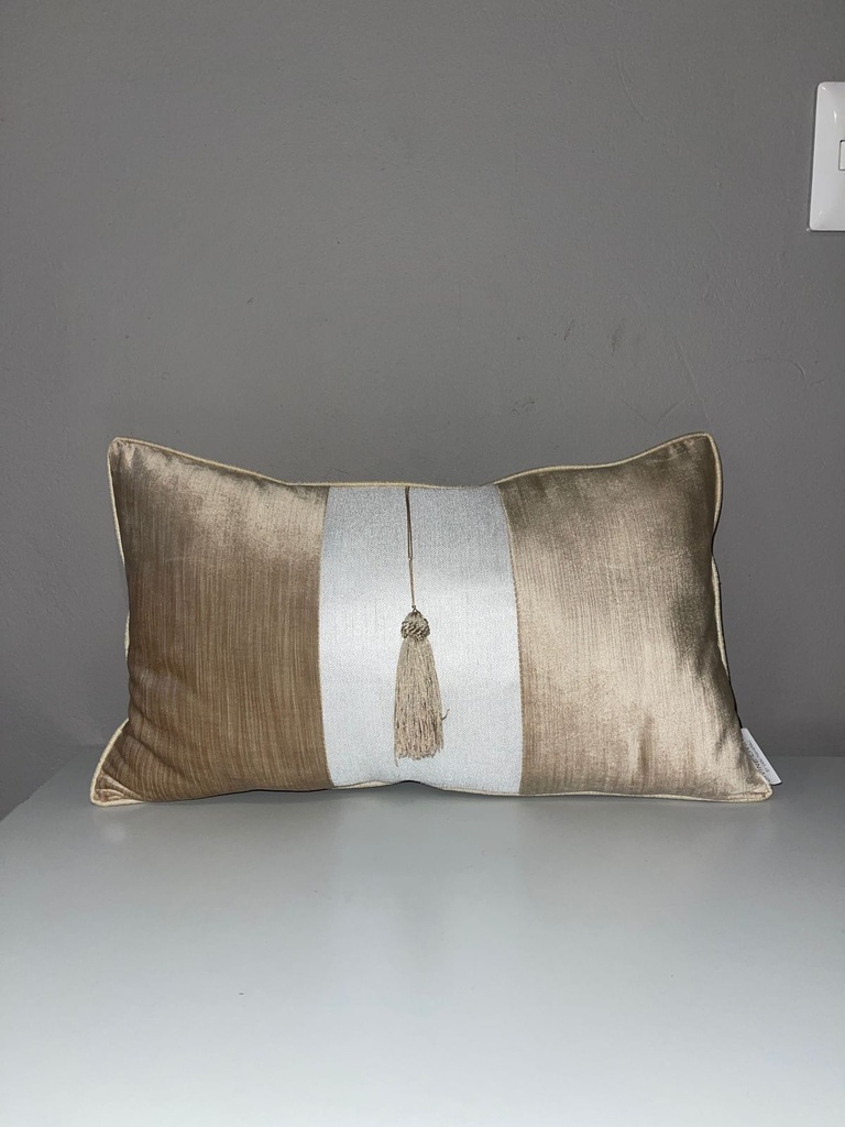 13" X 23" TASSLE GOLD COLOUR BLOCK LUMBAR 