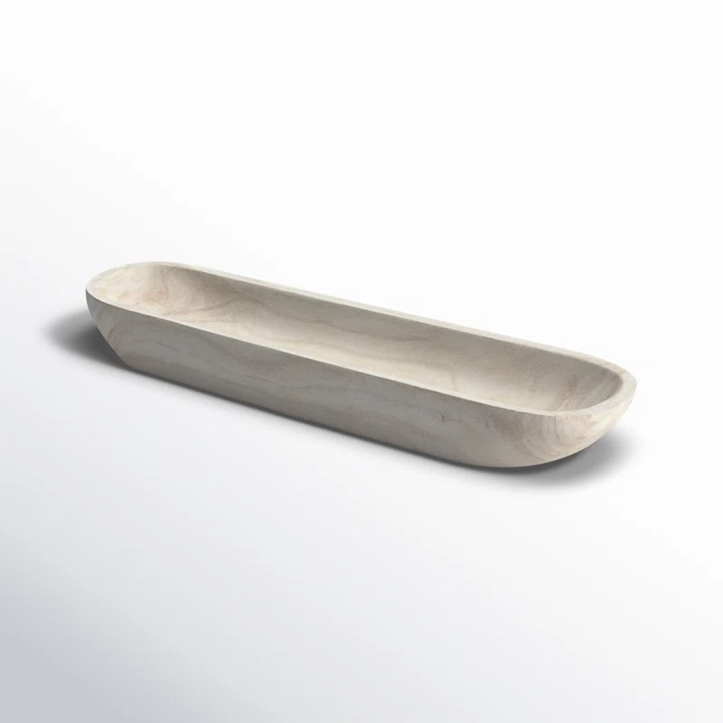  Oval Decorative Wood Bowl-White
