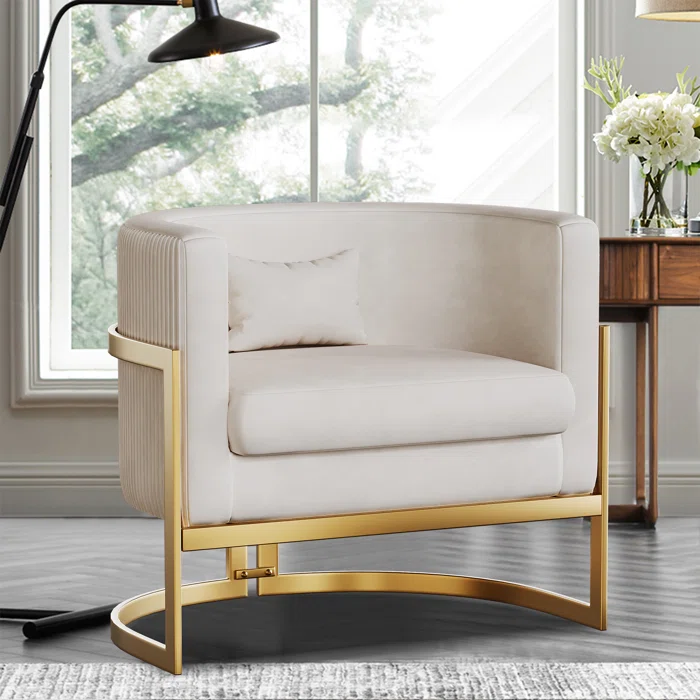 Gold Framed Armchair-Ivy Velvet