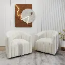Velvet Swivel Barrel Chair-White