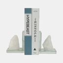 5"H GLASS BOOKENDS WITH WHITE STONE