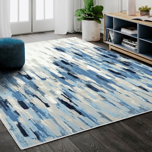 [DL01407] 6X9' BLUE ABSTRACT RUG