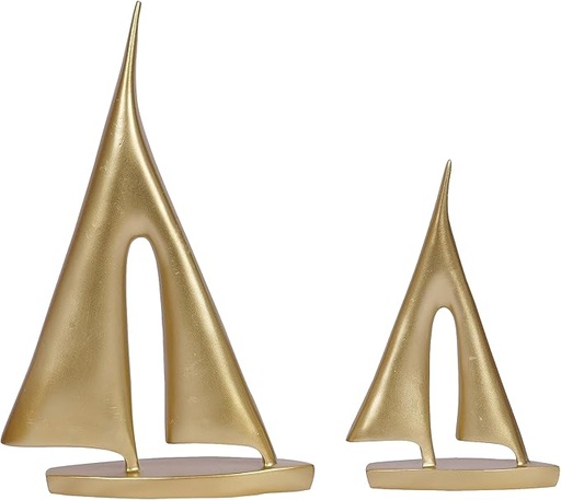 [DL01415] GOLD SAILBOAT DECOR SET OF 2