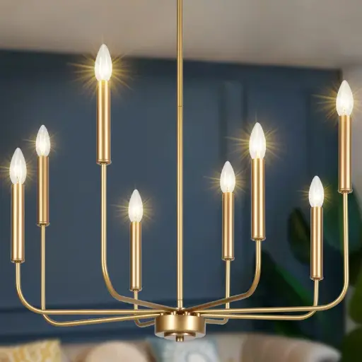 [DL01427] 8-LIGHT CLASSIC/TRADITIONAL GOLD CHANDELIER LIGHT FIXTURE