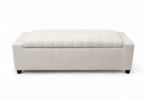 [DL01428] THE SERENITY - DL CUSTOM UPHOLSTERED IVORY CHANNELED STORAGE BENCH 