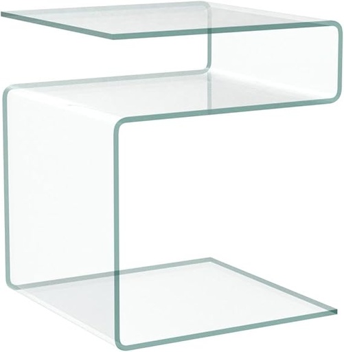 [DL01435]  S SHAPED TEMPERED GLASS SIDE TABLE