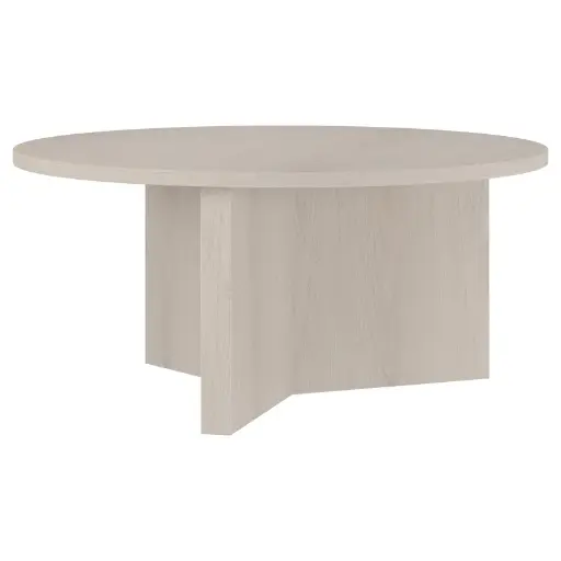 [DL01440] 3' ALDER WHITE ROUND COFFEE TABLE - 3 LEG PLANK BASE