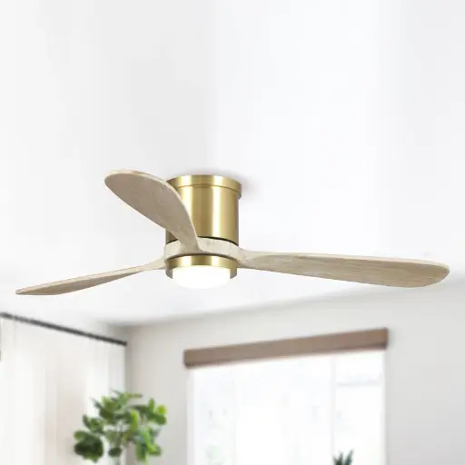 [DL01443] 52" 3 BLADE STANDARD CEILING FAN BEIGE AND GOLD FINISH