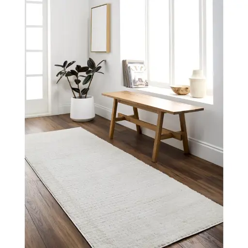 [DL01448] 2'8" x 7'3" SOLID CREAM MACHINE WOVEN AREA RUG - RUNNER