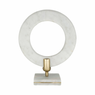 [DL01454] 14" MARBLE RING STATUARY, WHITE