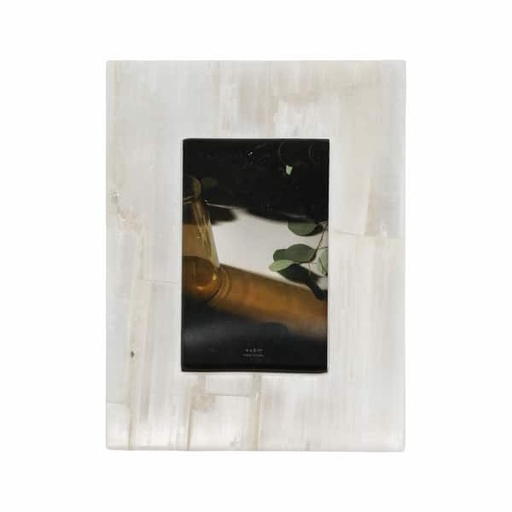 [DL01465]  4X6" SELENITE PHOTO FRAME, WHITE 