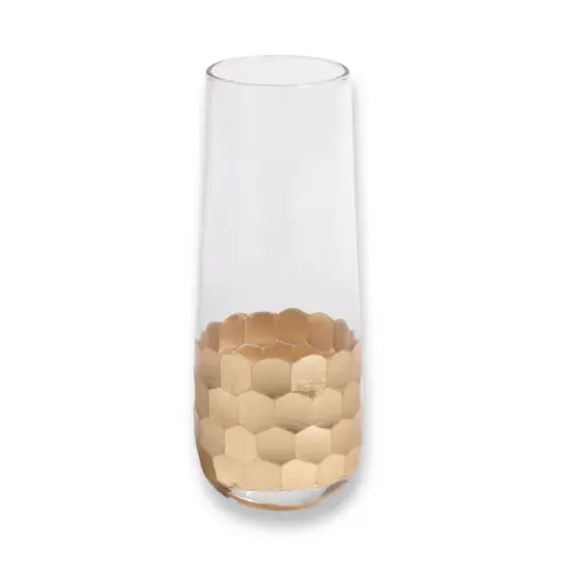 [DL01479] STEMLESS CHAMPAGNE GLASS WITH GOLD LEAF