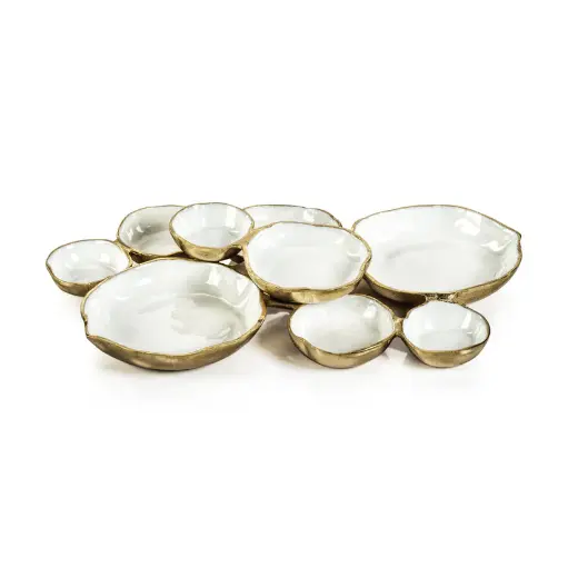 [DL01485] CLUSTER OF NINE ROUND SERVING BOWLS