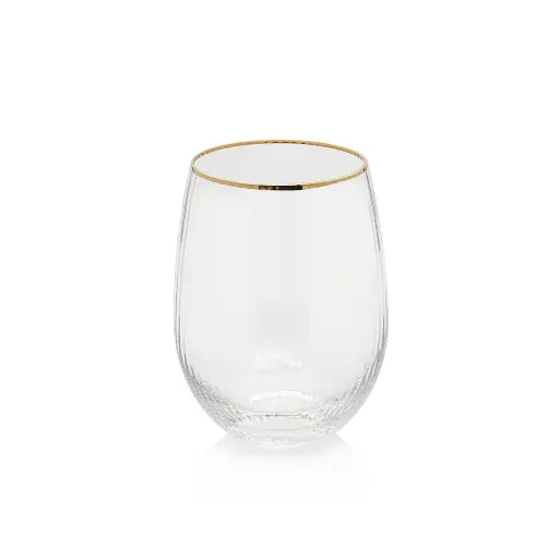 [DL01494] STEMLESS ALL PURPOSE GLASS WITH GOLD RIM