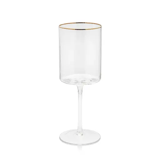 [DL01495] RED WINE GLASS WITH GOLD RIM 