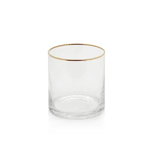 [DL01496] OPTIC ROCKS GLASS WITH GOLD RIM  