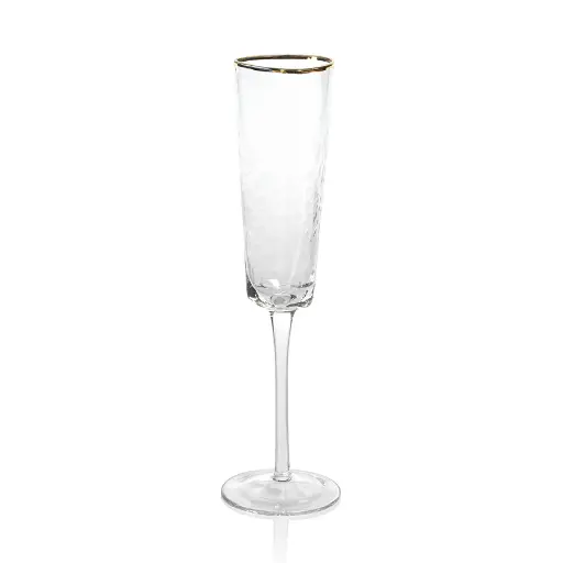 [DL01503] APERITIVO TRIANGULAR CHAMPAGNE FLUTE - CLEAR WITH GOLD RIM