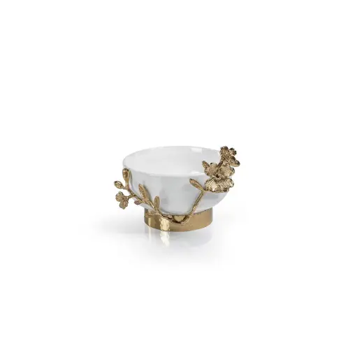 [DL01505] TAVOLO TAPERED CERAMIC BOWL WITH FLORAL TRIM 
SMALL