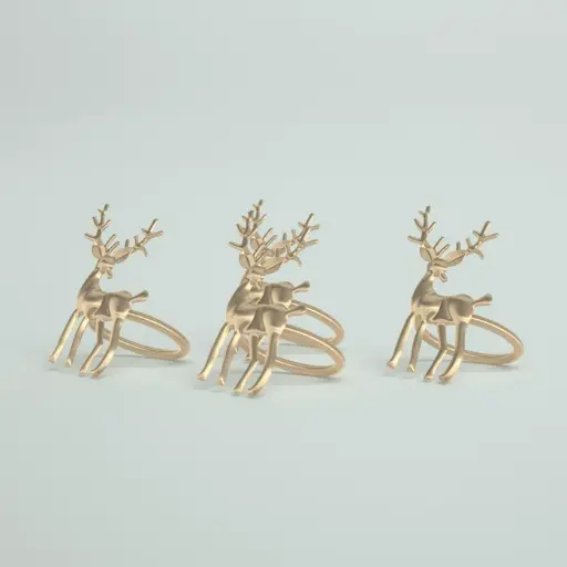 [DL01511] REINDEER NAPKIN RING-GOLD SET OF 4