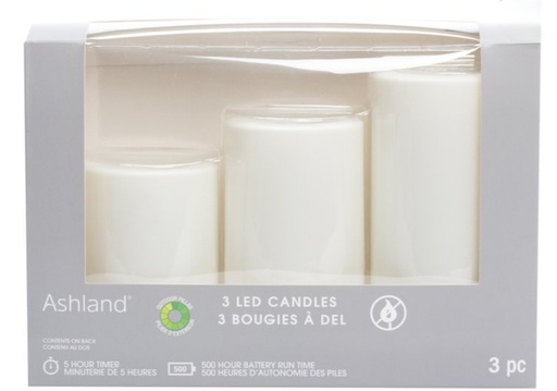 [DL01564] Ashland 3pc LED Candles Without Remote
