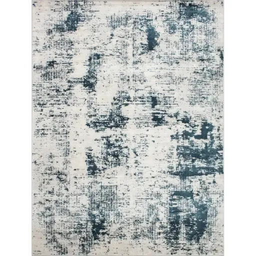 [DL01701] IVORY AND BLUE RECTANGLE 7'8" x 10'2" RUG