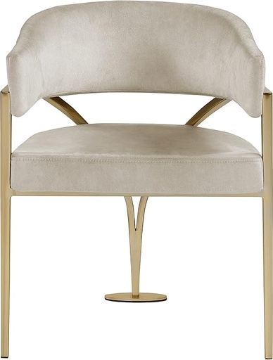 [DL01707] CONTEMPORARY VELVET UPHOLSTERED ACCENT CHAIR WITH BRUSHED BRASS METAL FRAME  