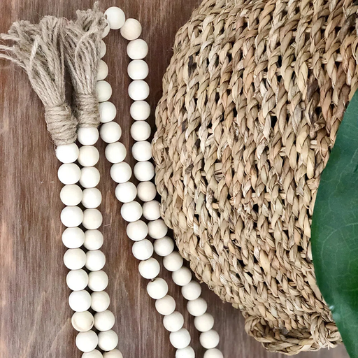 [DL01750] OFF WHITE BEADS WITH TASSLE- DÉCOR