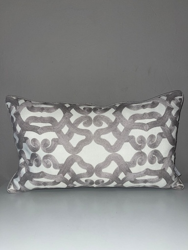 [DL01760] GREY & WHITE EMBROIDED LUMBAR