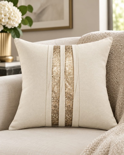 [DL01776]  VELVET & SEQUIN PILLOW WITH FOLDED DETAILS  