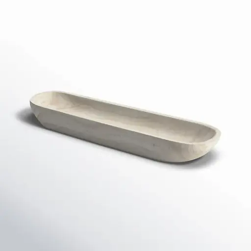 [DL01783]  Oval Decorative Wood Bowl-White
