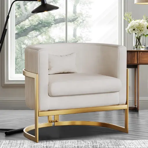 [DL01788] Gold Framed Armchair-Ivy Velvet