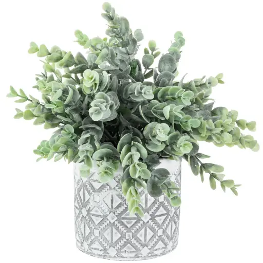 [DL01790] Artificial Eucalyptus Plant In Pot -Light Grey