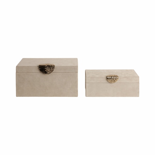 [DL01800] 10" SUEDE BOXES W/METAL HARDWARE-MEDIUM