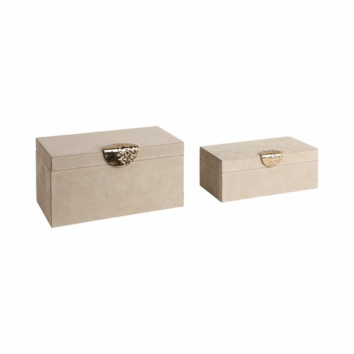 [DL01799] 12" SUEDE BOXE W/METAL HARDWARE-LARGE
