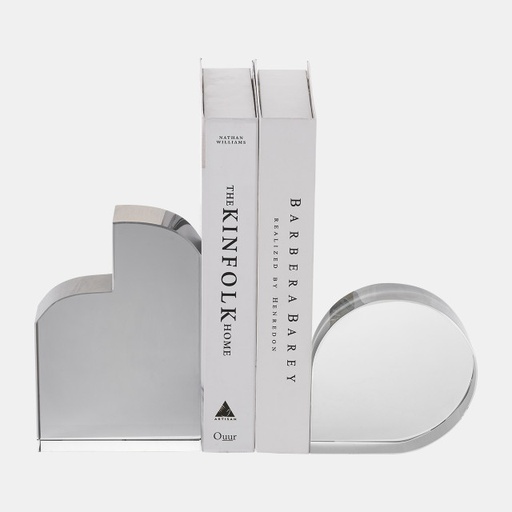 [DL01822] S/2 7" CONTEMPORARY GLASS BOOKENDS