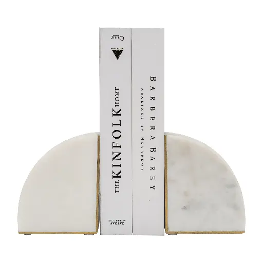 [DL01823] 5" WHITE MARBLE PIE BOOKEND
