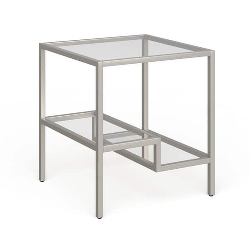 [DL01854] LOVETT NICKEL SIDE TABLE WITH STEP STORAGE 