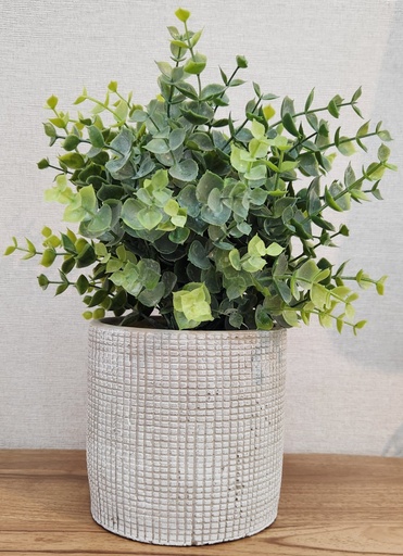 [DL01912] Faux Eucalyptus In Stamped Pot  