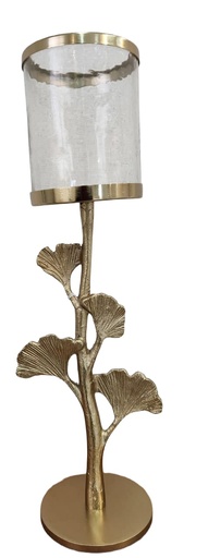 [DL01941] Gold Stem Candle Holder With Glass Shade 