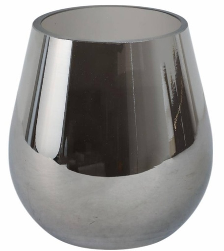 [DL02043] 8"H Metallic Glass Vase-Silver