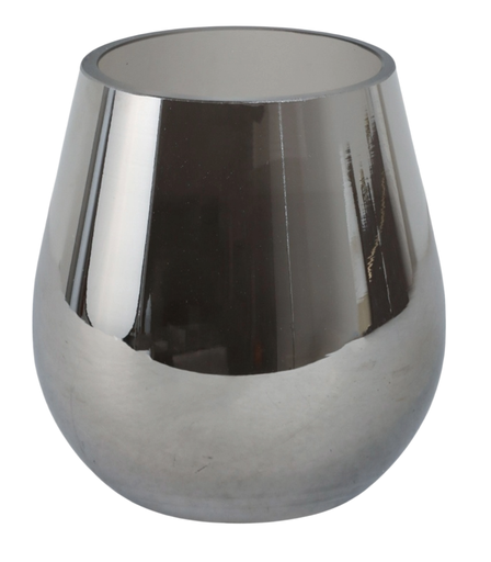 [DL02044]  6"H Metallic Glass Vase-Silver