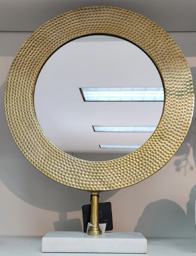 [DL02046] 21" Hammered Mirror On Stand-Gold