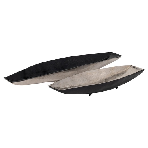 [DL02050]  20" Petra Silver And Black Tray